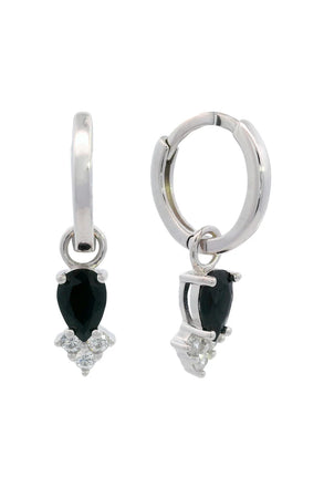 Georgini Asteria Silver Black Hoop Earrings
