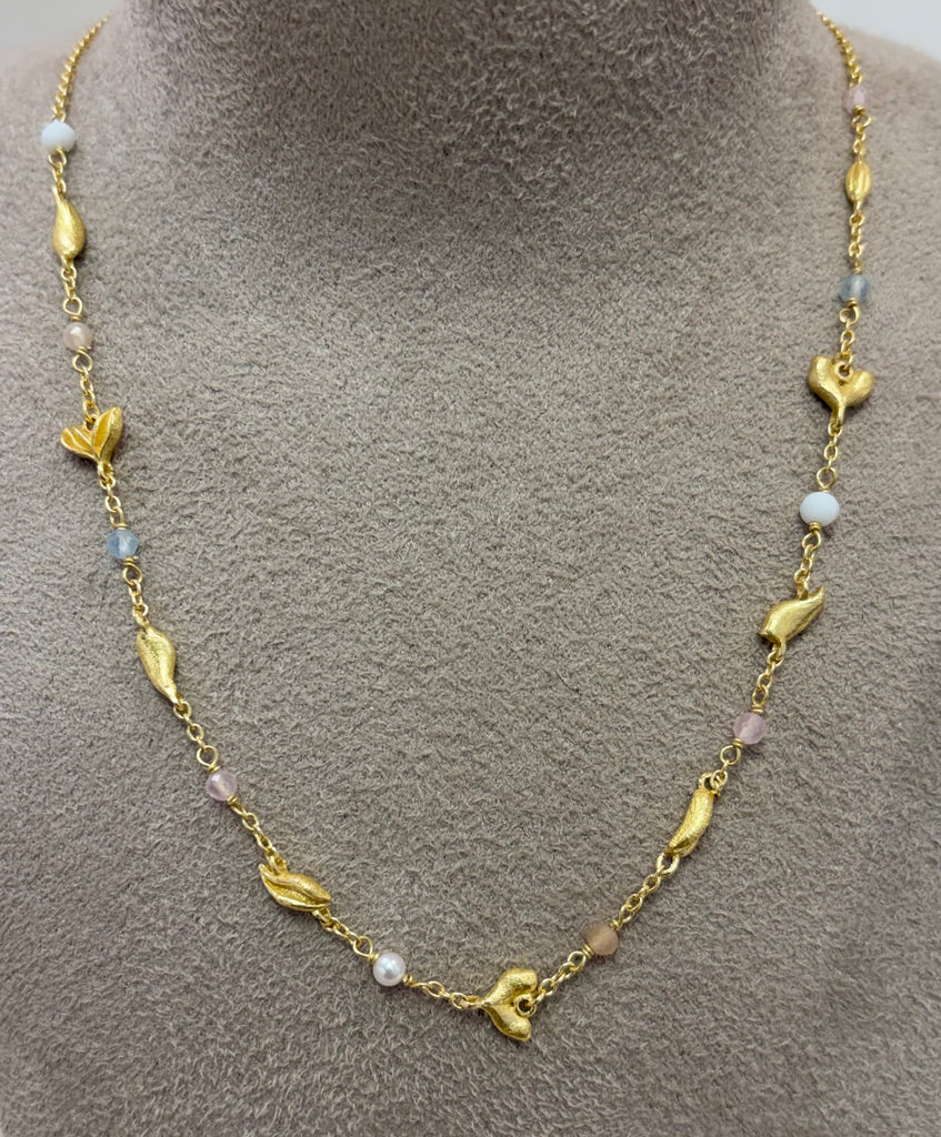 24ct Plated Peach Moonstone Necklet