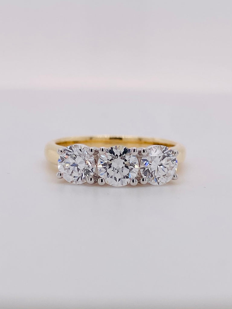 9ct Yellow Gold Laboratory Grown Diamond 3 Stone Ring