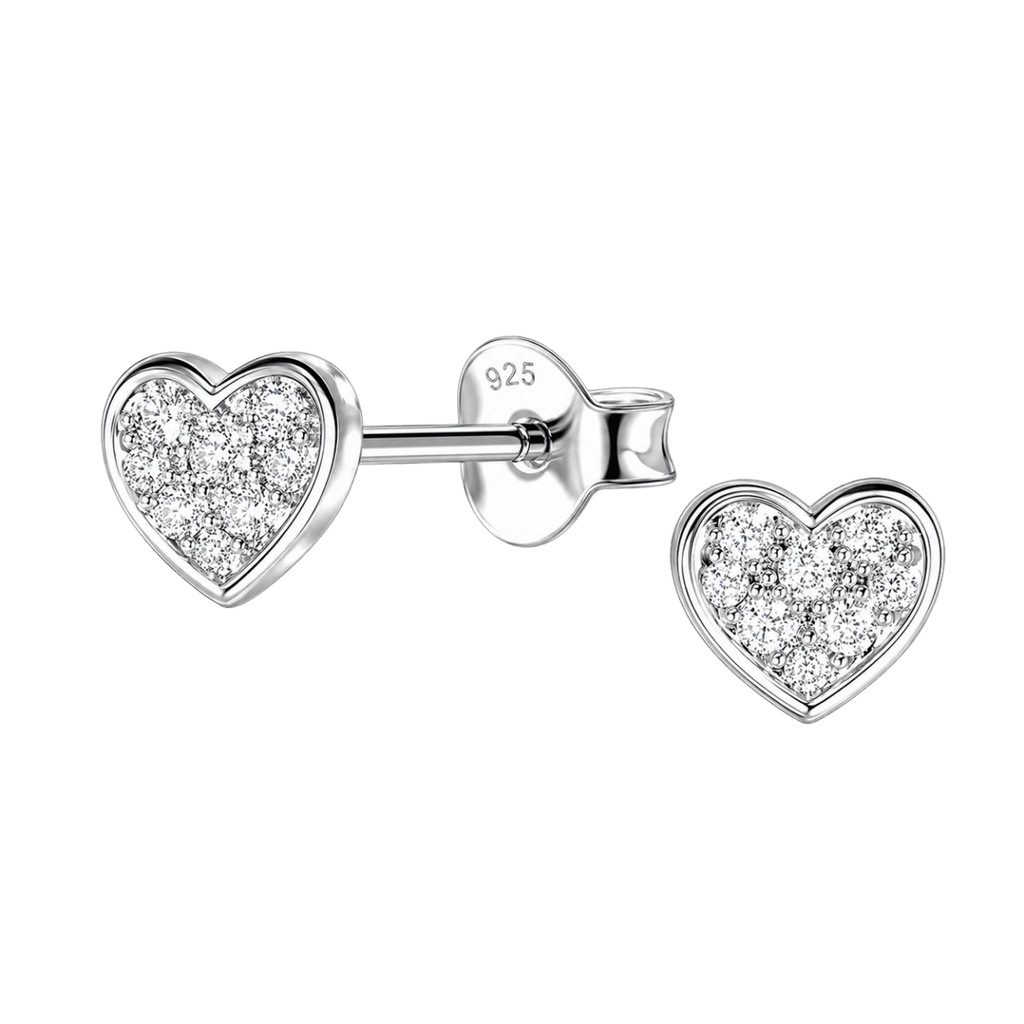 Little Star CZ Heart Earrings