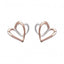 Unique Silver & Rose Double Heart Earrings