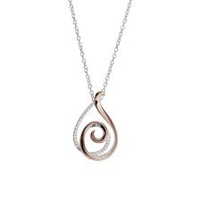 Unique Silver & Rose Drop Swirl Pendant
