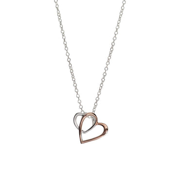 Unique Silver & Rose Double Heart Pendant
