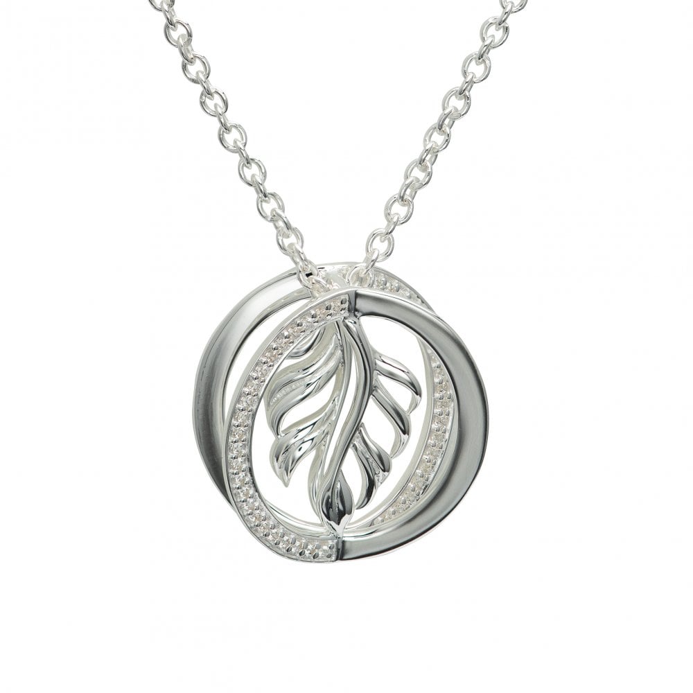 Unique Silver CZ 3D Leaf Open Work Pendant