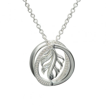 Unique Silver CZ 3D Leaf Open Work Pendant