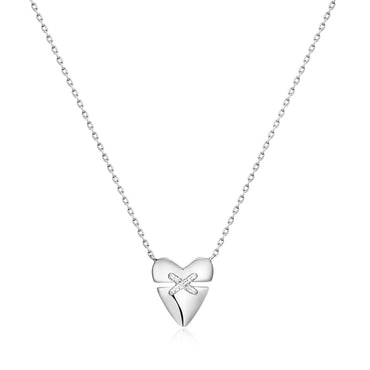 Ania Haie Silver Heart Kiss Pave Necklet