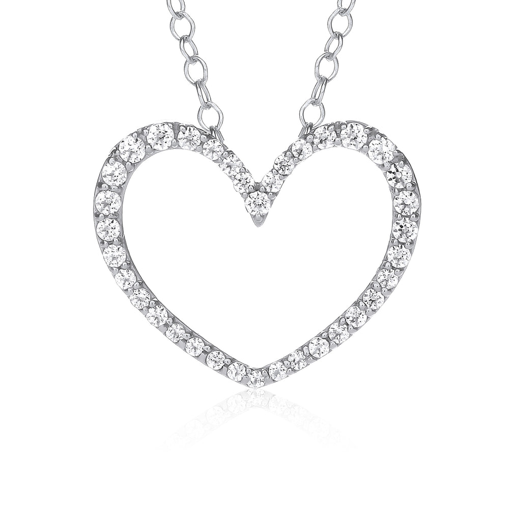 9ct White Gold Diamond Heart Pendant