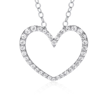 9ct White Gold Diamond Heart Pendant