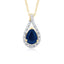 9ct Sapphire and Diamond Pear Shaped Pendant