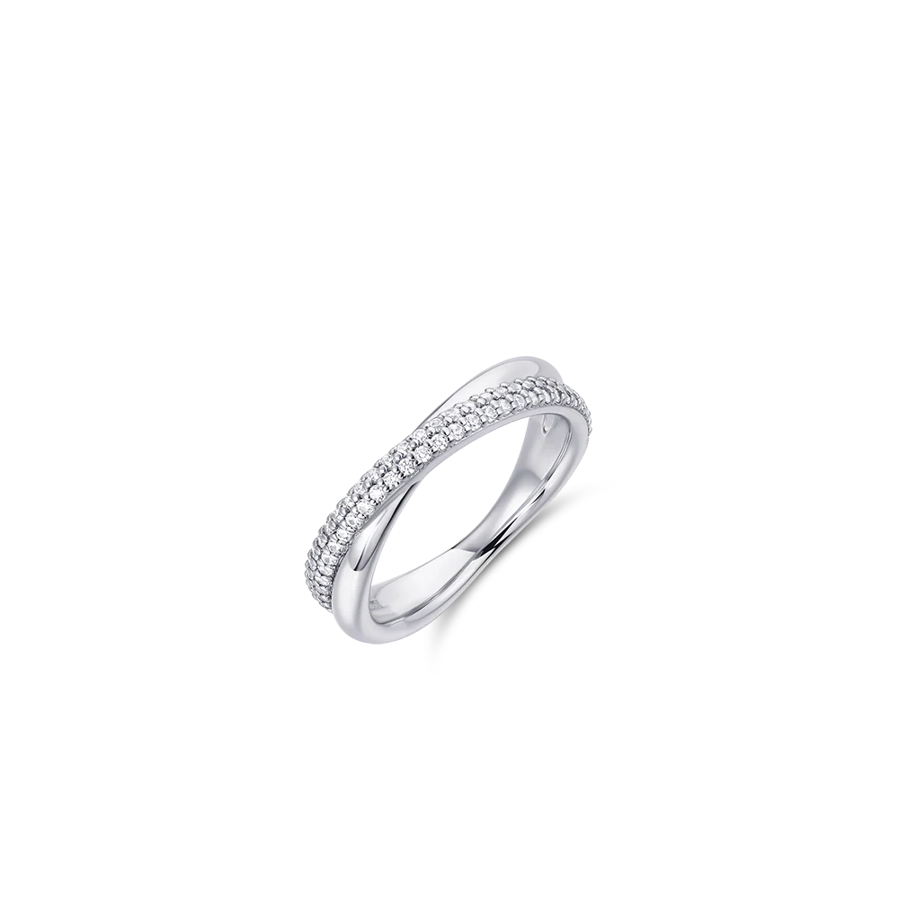 Gisser Silver Crossing Bold Pave Ring