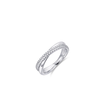 Gisser Silver Crossing Bold Pave Ring