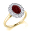 9ct Ruby and Diamond Oval Cluster Ring