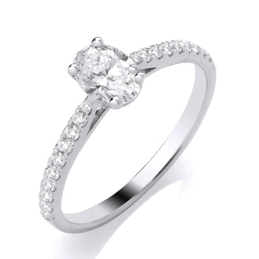 9ct White Gold Laboratory Grown Diamnd Oval Ring