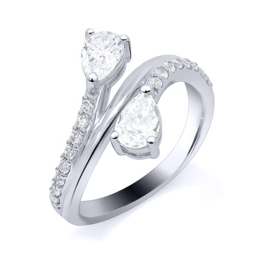 9ct White Gold Laboratory Grown Pear Shaped Diamond Dress Ring