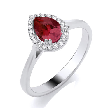 9ct Ruby & Diamond Pear Shape Ring