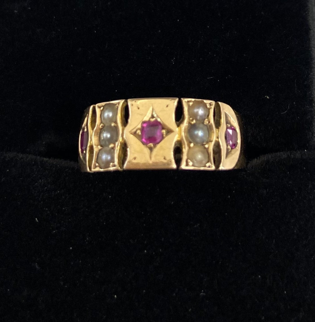 Antique 15ct Ruby and Pearl Ring