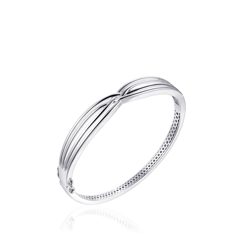 Gisser Silver Double Crossover Bangle