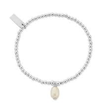 Chlobo Silver Pearl Drop Bracelet