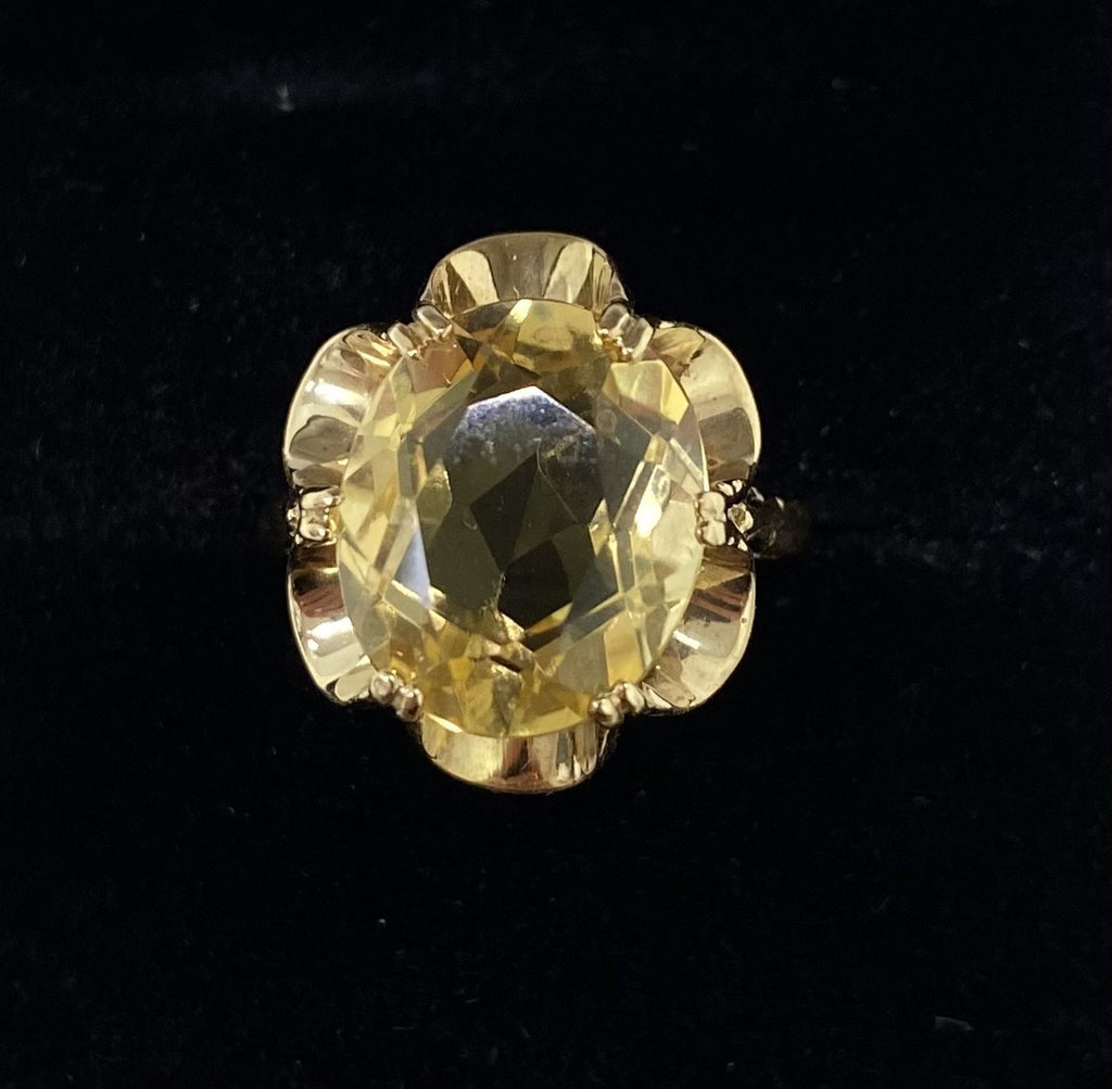 Vintage 9ct Oval Citrine Ring