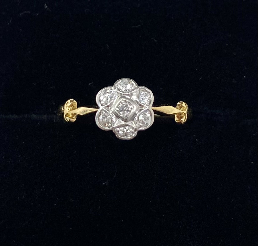 Edwardian 18ct Diamond Floral Cluster Ring