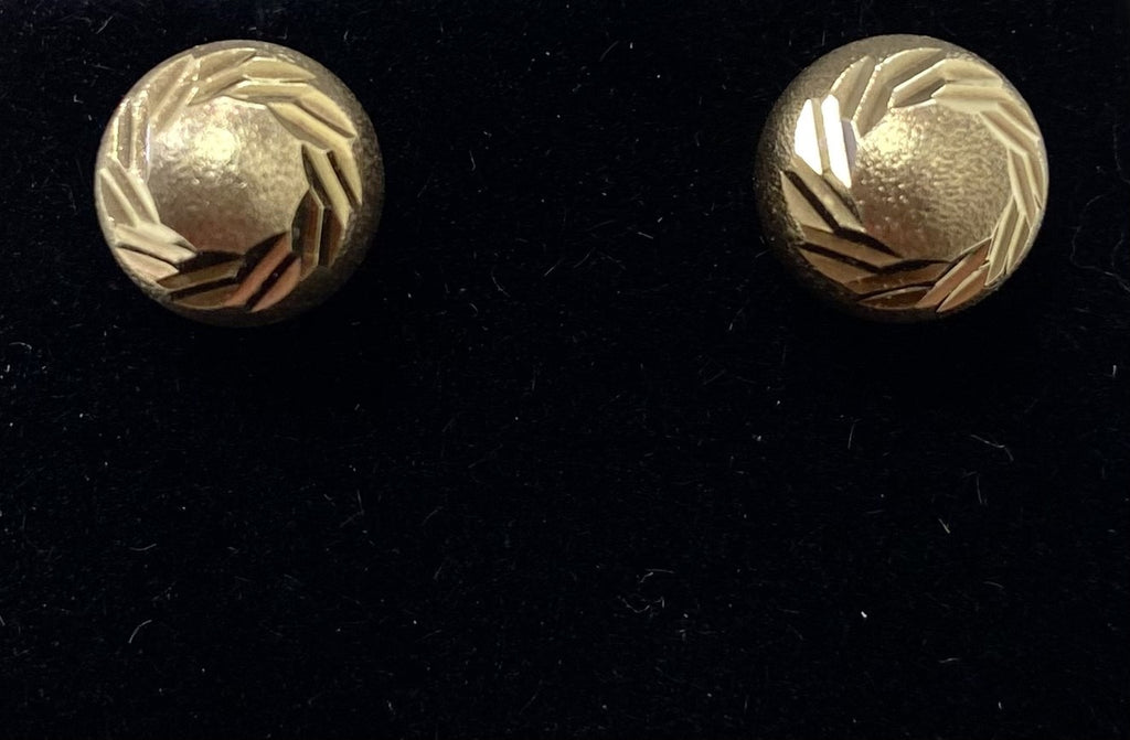 Vintage 9ct Engraved Ball Stud Earrings