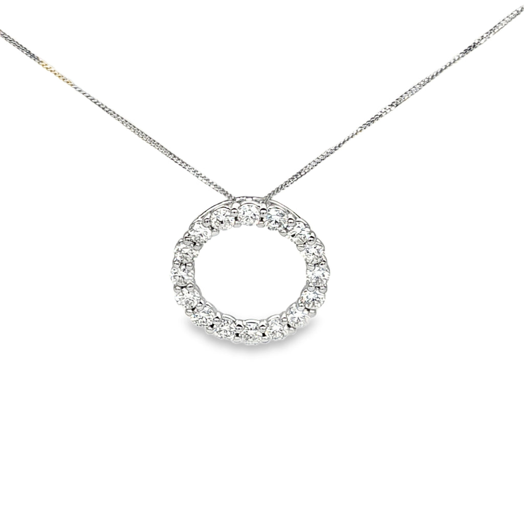 Laboratory Grown 9ct White Gold Cirlcle Diamond Pendant