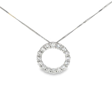 Laboratory Grown 9ct White Gold Cirlcle Diamond Pendant