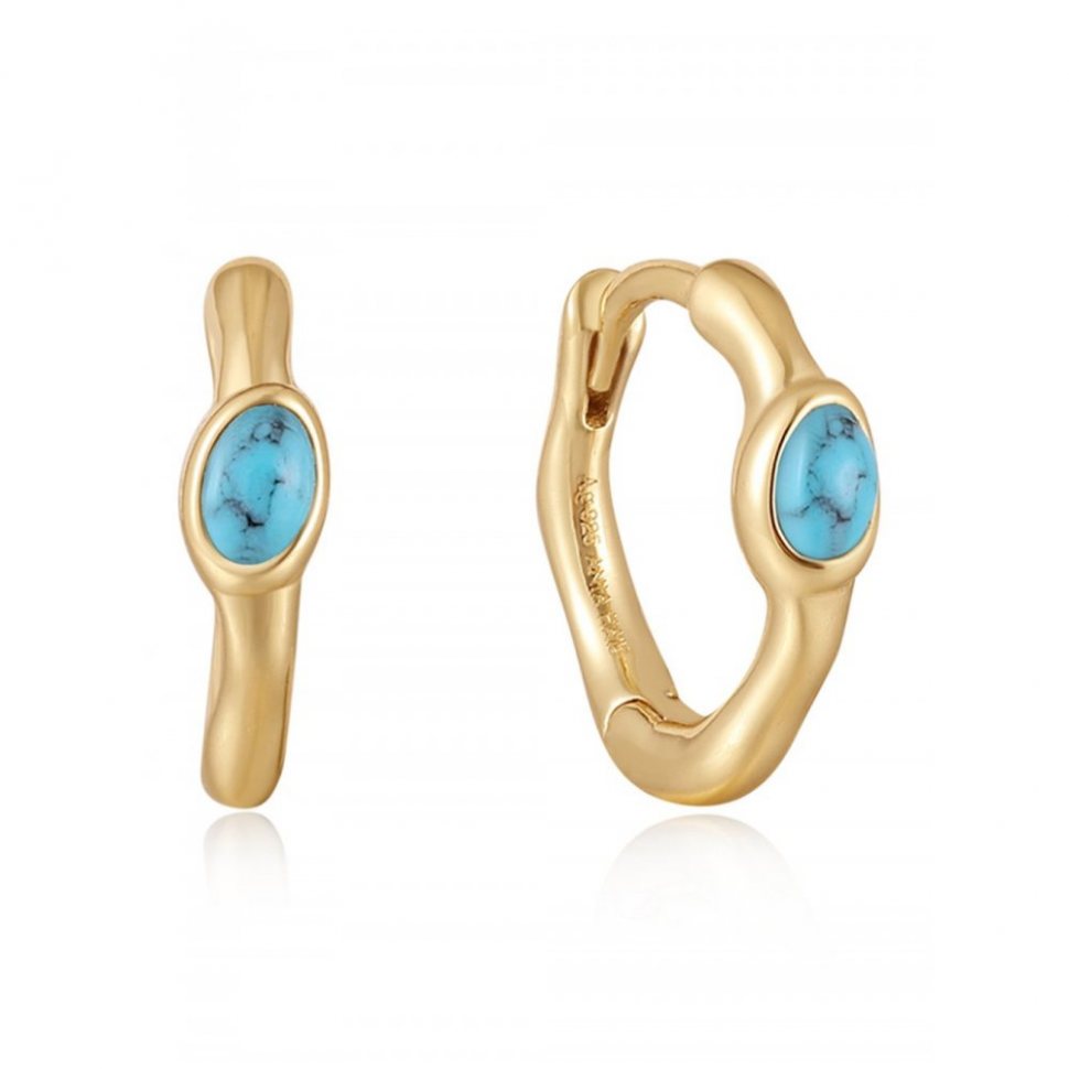 Ania Haie Gold Turquoise Hoop Earrings