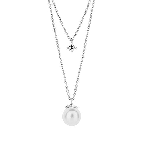 Diamonfire Double Pearl CZ Necklet