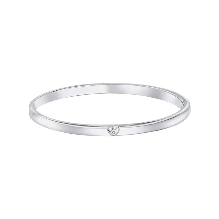 D For Diamond Heart Hinged Bangle