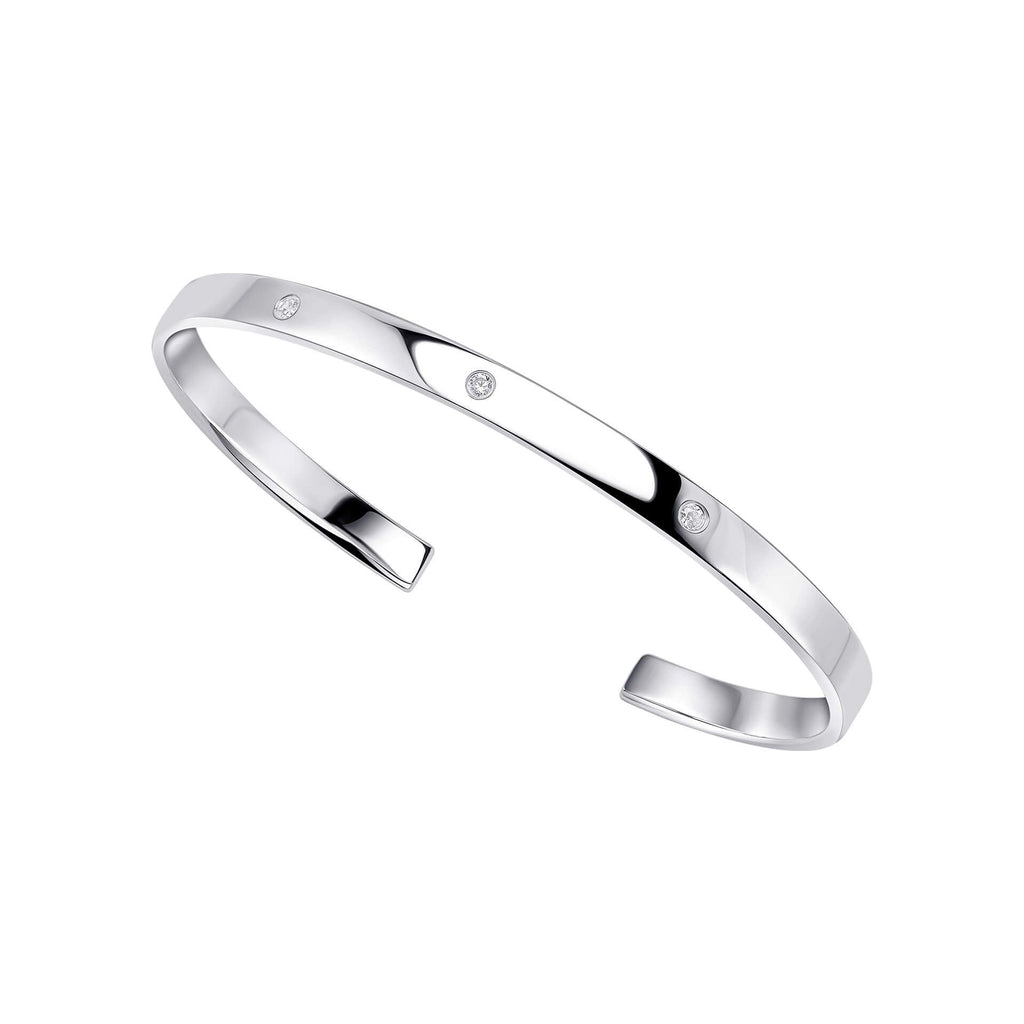 Silver CZ Torque Bangle