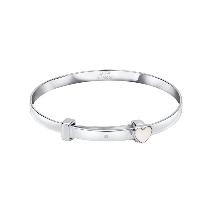 D For Diamond Mother Of Pearl Heart Bangle