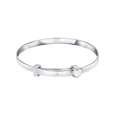 D For Diamond Mother Of Pearl Heart Bangle