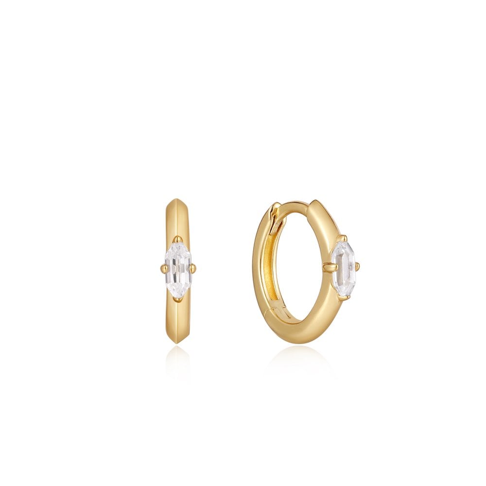 Ania Haie Gold Emblem Sparkle Hoop Earrings