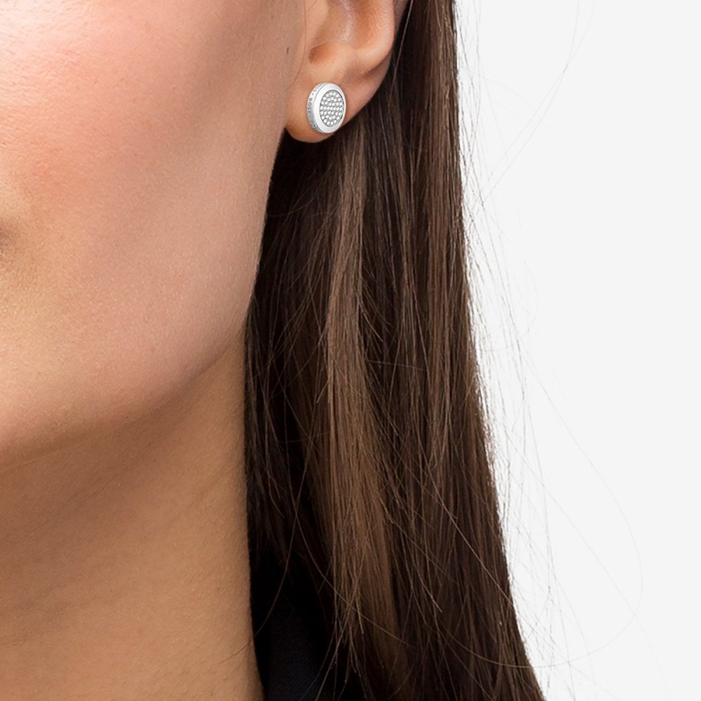 Ladies Boss Medallion circle earrings