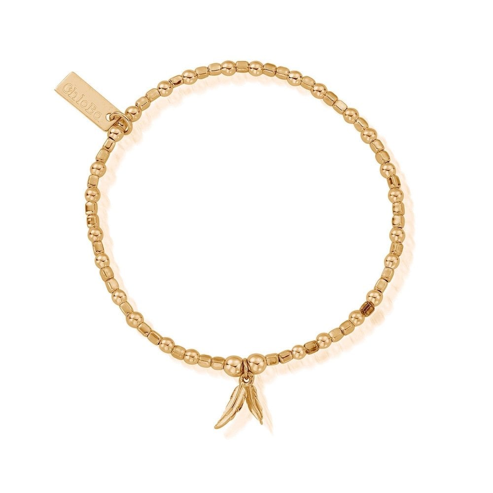 Chlobo Gold Mini Cute Double Feather Bracelet