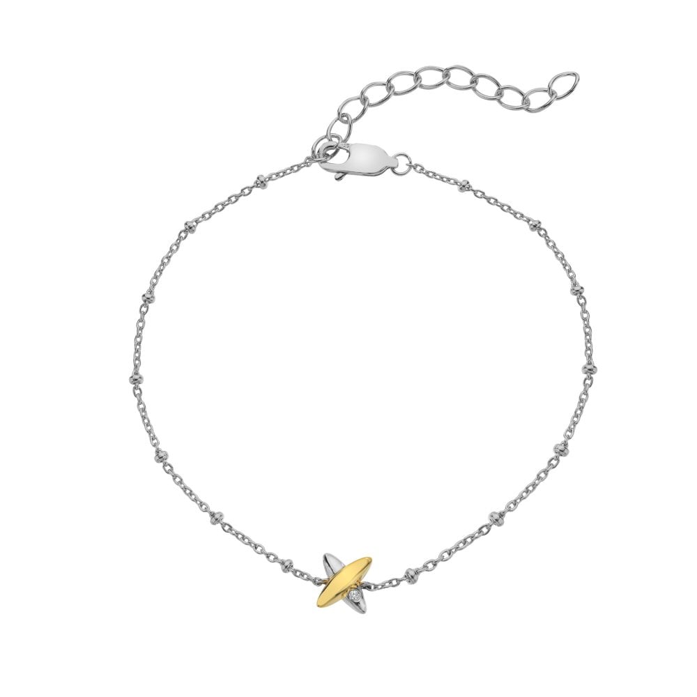 Hot Diamonds Coupled Two Tone Bracelet