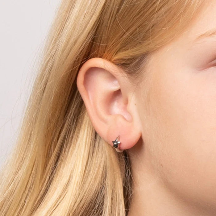 D For Diamond Star Hoop Earrings