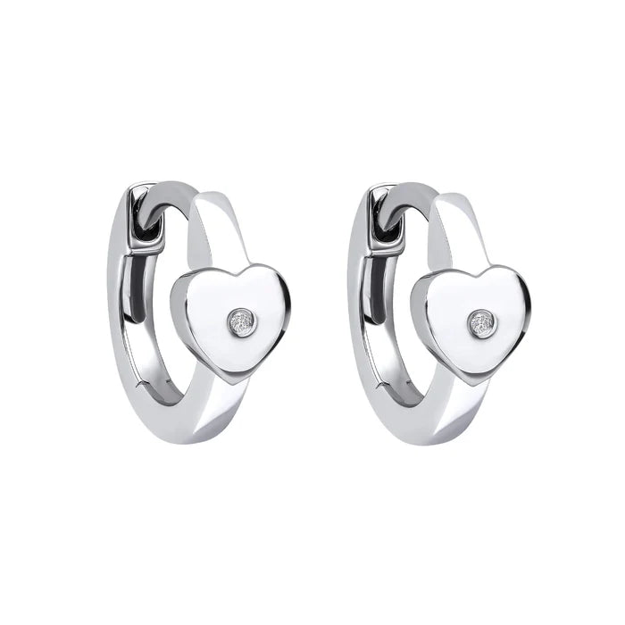 D For Diamond Heart Hoop Earrings