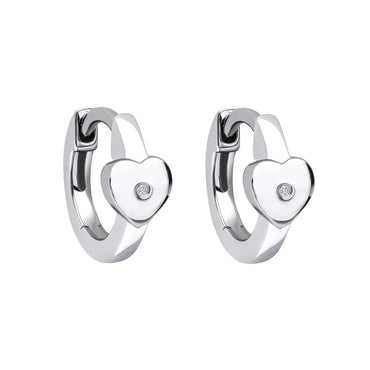 D For Diamond Heart Hoop Earrings