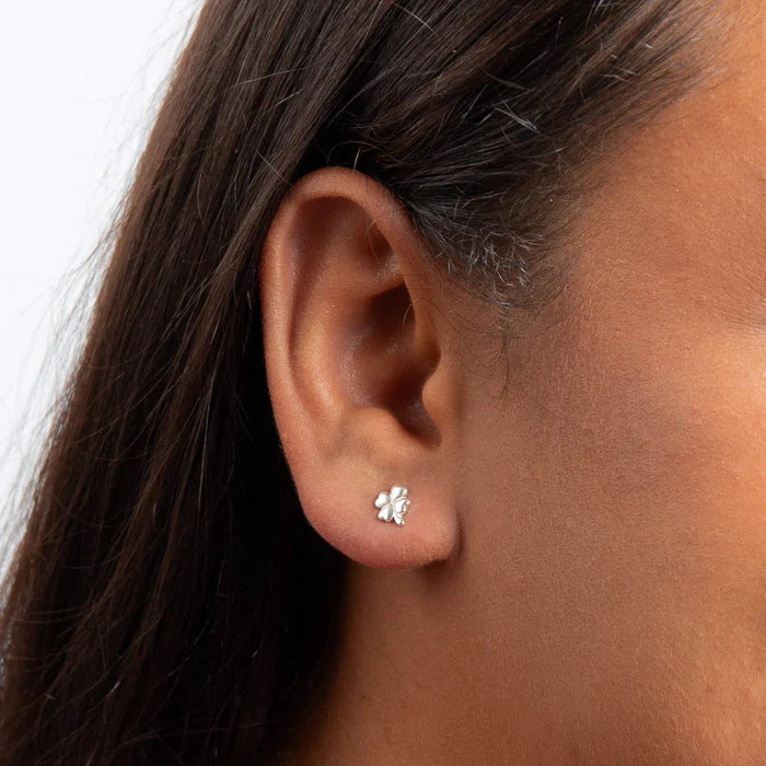 Silver Clover Stud Earrings