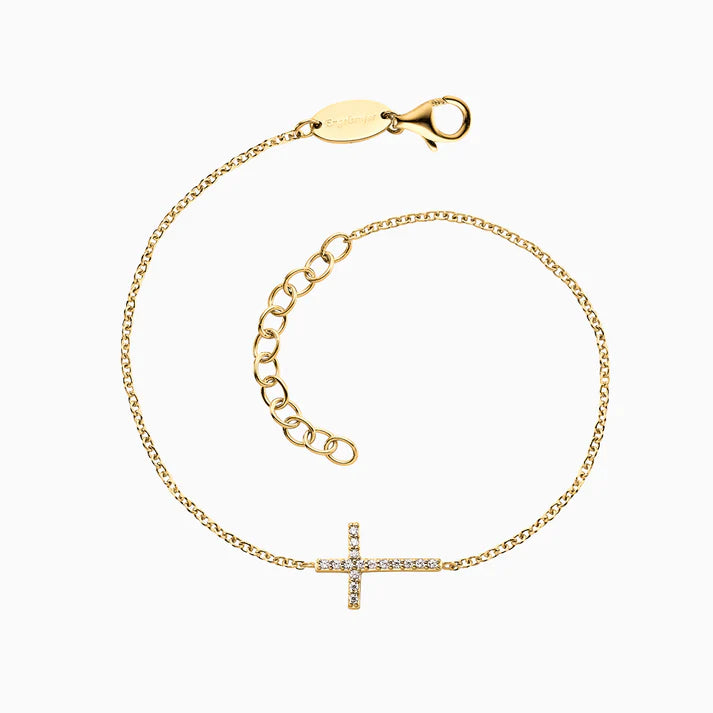 Angel Whisperer CZ Cross Bracelet