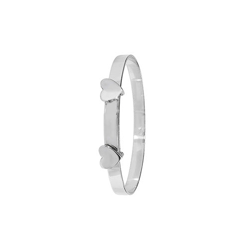 Silver Double Heart Baby Bangle