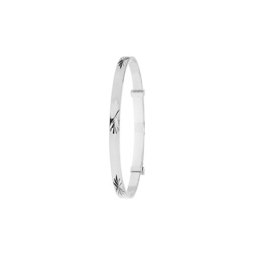 Silver Diamond Cut Expandable Baby Bangle