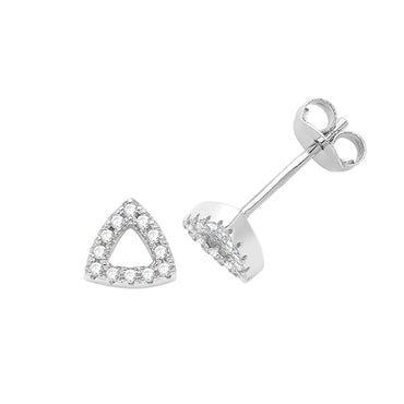 Silver CZ Triangle Kids Earrings