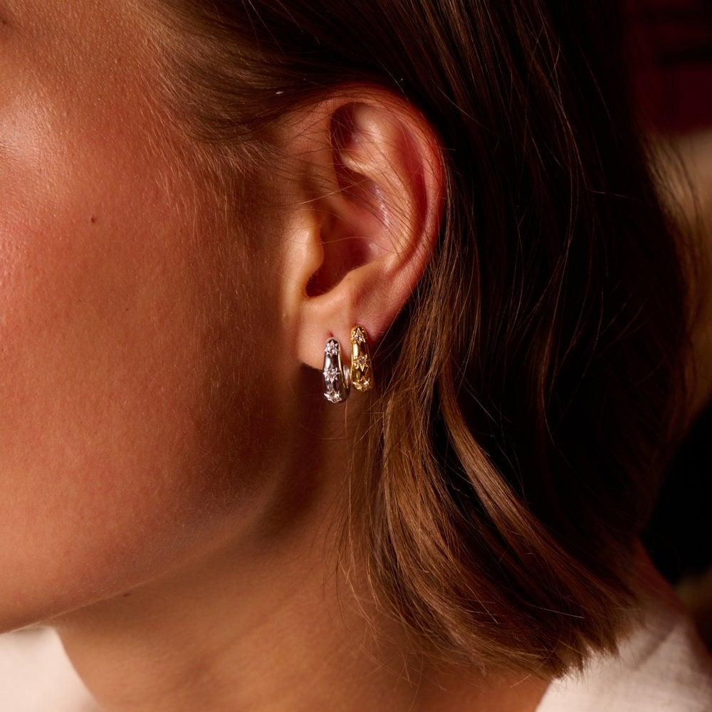 Hot Diamonds x Gold Edit White Topaz Hoop Earrings