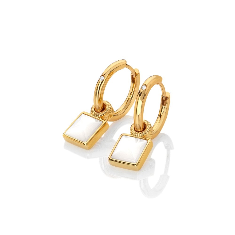 Hot Diamonds Golden Edit Mother Of Pearl Square Earrings