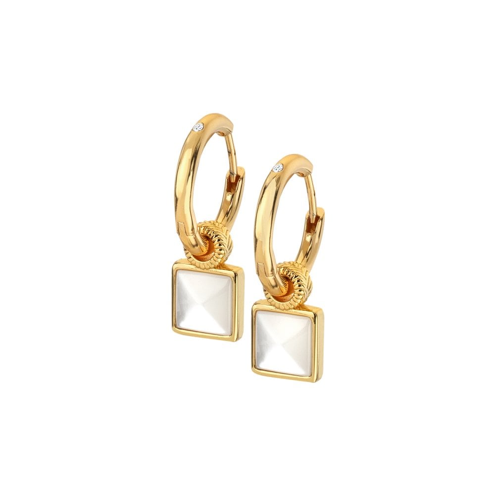 Hot Diamonds Golden Edit Mother Of Pearl Square Earrings