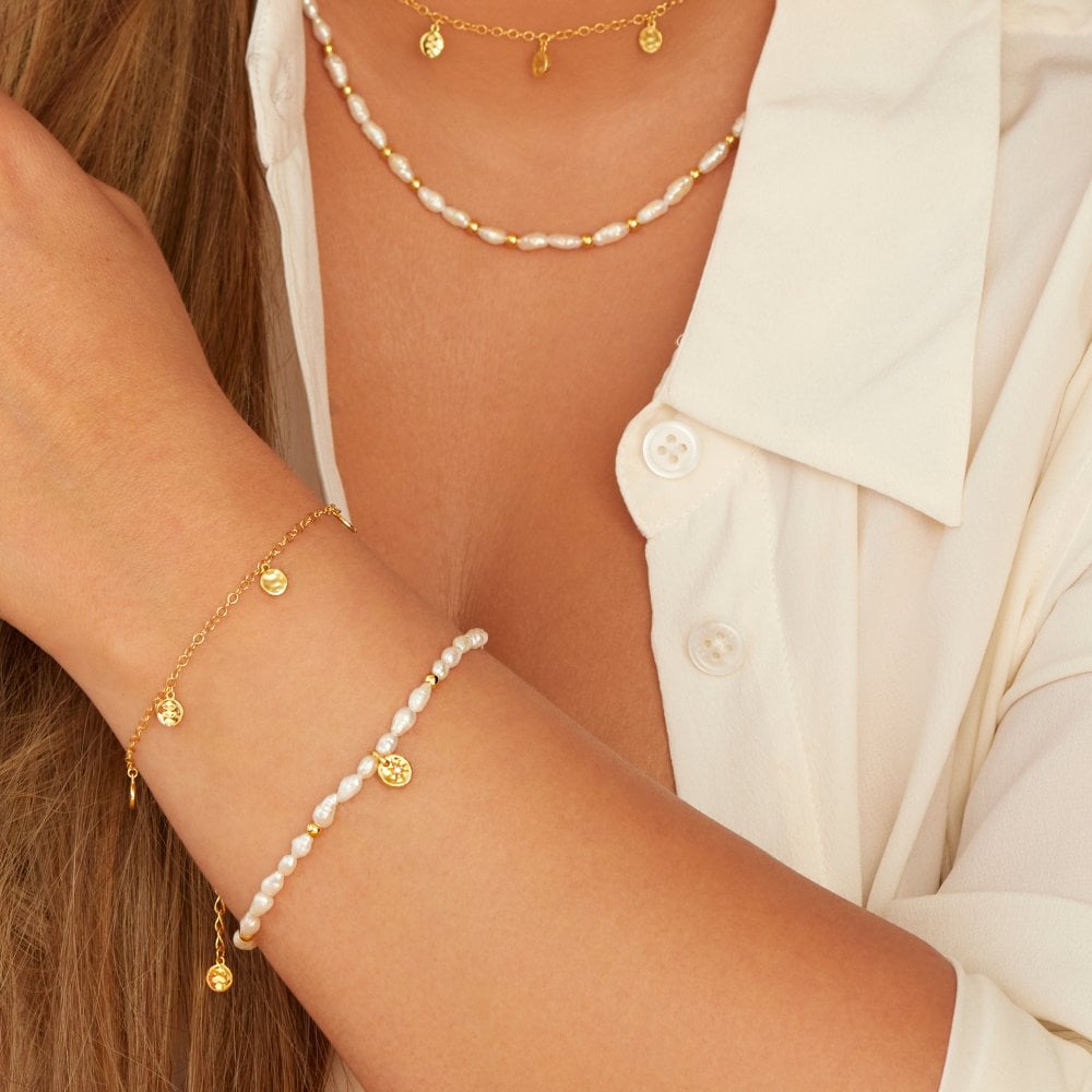 Hot Diamonds Golden Edit Calm Pearl Lunar Bracelet