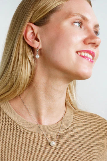 Georgini Crescent Silver Pearl Necklet